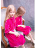 Raspberry Velvet Knee Length Simple Flower Girl Dress